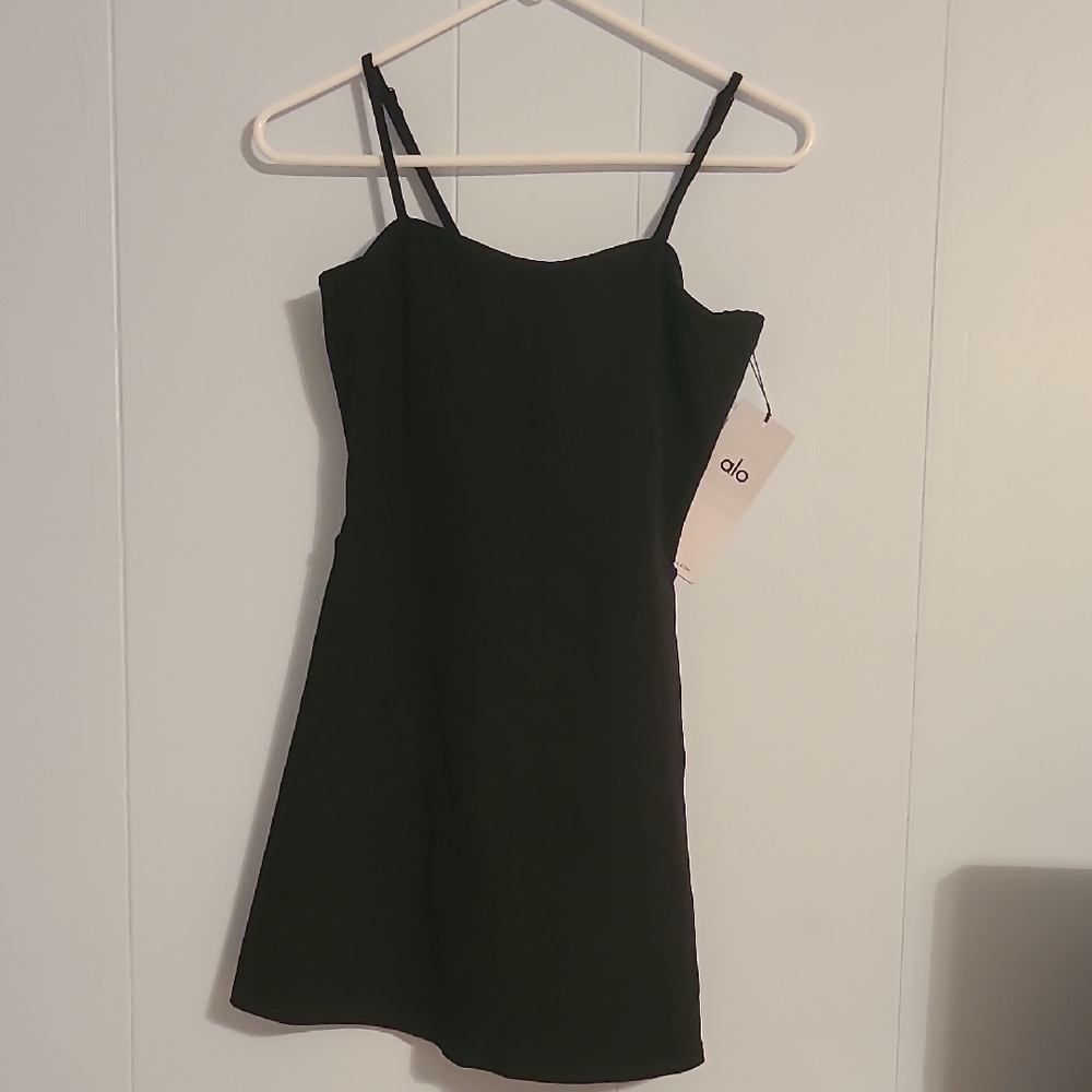 ALO Yoga Black Sheath Mini Dress Spaghetti Strap